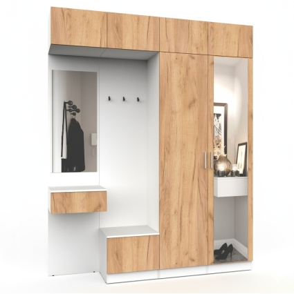 Набор мебели для прихожей "Марсель-208" МР 01-208 В2490 Ш2000 Г420 (ЛДСП Дуб крафт золотой)